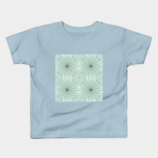 Blue-Green Abstract Mandala Pattern Kids T-Shirt